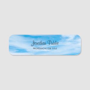 Porte-nom Nature Blue Sky Nuds Script manuscrit tendance