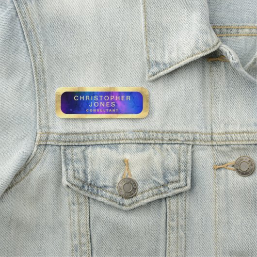 Porte-nom Nebula spatiale moderne noire violet (En situation)