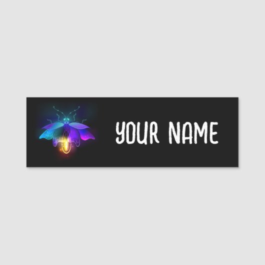 Porte-nom Neon Firefly sur noir (Devant)