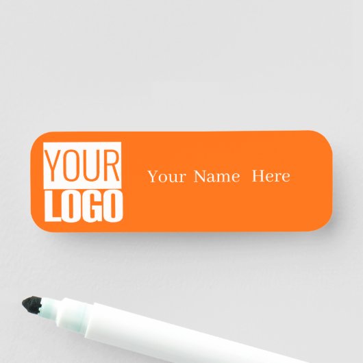 Porte-nom Néon orange - ajouter un logo (En situation)