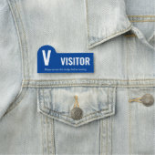 Porte-nom Nettoyer Bleu Blanc Big V Visiteur (En situation)