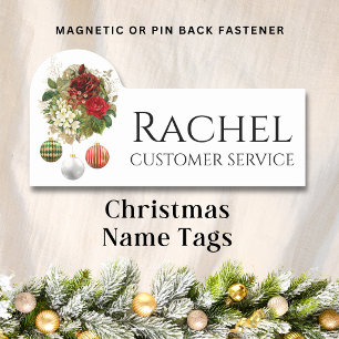 Porte-nom Noël Bouquet floral Nom personnalisé