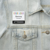 Porte-nom Noir 2x2 Baddee Event Logo Pin ou Magnet (En situation)