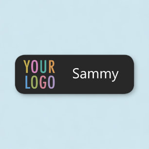Porte-nom Noir Arrondi Nametag Custom Company Logo Employé