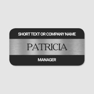 Porte-nom Noir de luxe et argent brossé : Nom de l'entrepris