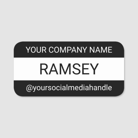 Porte-nom Noir et blanc - Poignée de sécurité professionnell (Devant)