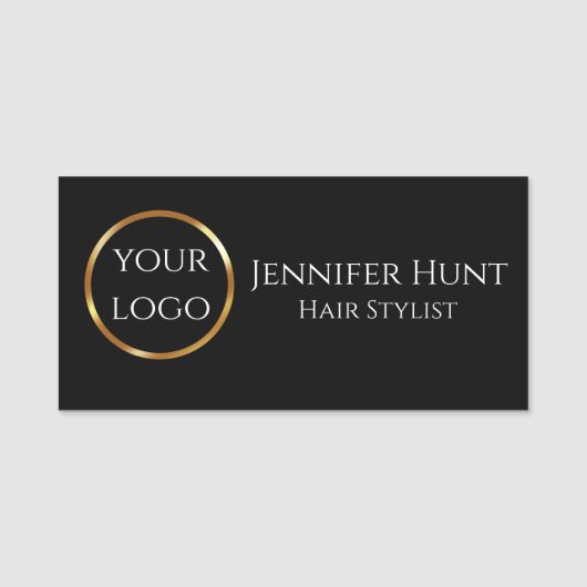 Porte-nom Noir et Or tendance (Devant)