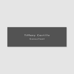 Porte-nom Noir Gris Simple Plain Élégant Moderne