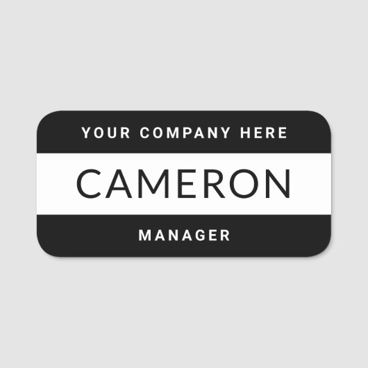 Porte-nom Noir moderne nom, titre et société (Devant)