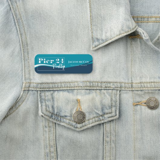 Porte-nom Nom à vague bleue (En situation)