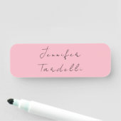 Porte-nom Nom de calligraphie professionnel rose clair fémin (En situation)