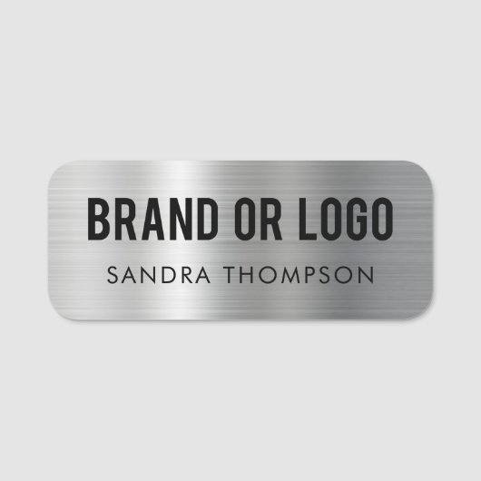 Porte-nom Nom de l'employé Logo de l'entreprise Argent métal (Devant)