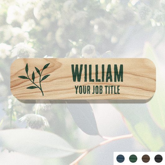 Porte-nom Nom de l'employé rustique Woodgrain Green ID du pe