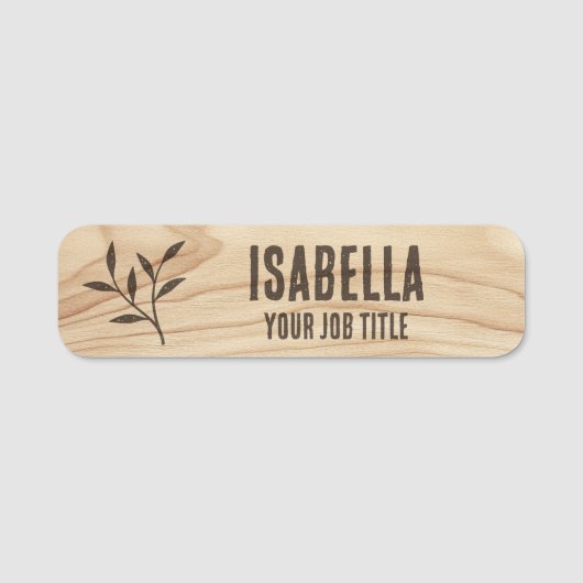 Porte-nom Nom de l'employé rustique Woodgrain ID du personne (Devant)