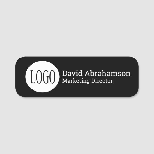 Porte-nom Nom de logo noir moderne et propre pour les entrep (Devant)