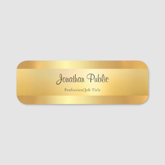 Porte-nom Nom de script manuscrit Gold Elegant Modèle (Devant)