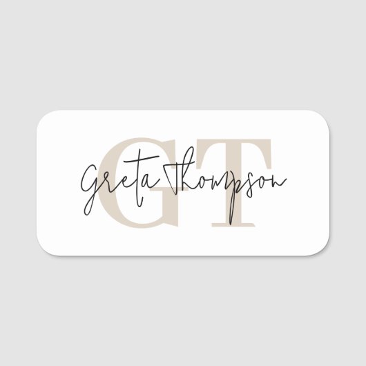 Porte-nom Nom de signature Monogramme Beige (Devant)