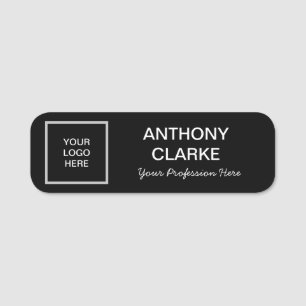 Porte-nom Nom du logo Black Minimalist Classic