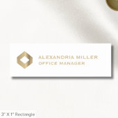 Porte-nom Nom du logo en or blanc simple Titre