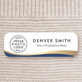 Porte-nom Nom du logo titre bleu foncé faux or dégradé nom