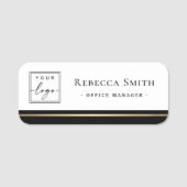 Porte-nom Nom du logo titre bordure noire blanc moderne (Devant)