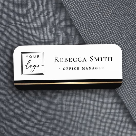 Porte-nom Nom du logo titre bordure noire blanc moderne