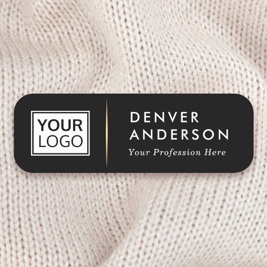 Porte-nom Nom du logo titre dégradé doré diviseur noir