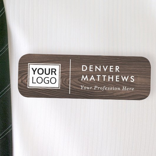 Porte-nom Nom du logo titre diviseur blanc bois brun foncé