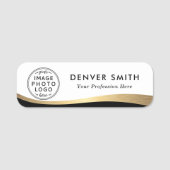 Porte-nom Nom du logo titre noir blanc faux dégradé doré (Devant)