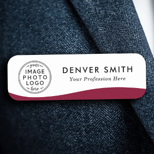 Porte-nom Nom du logo titre vague bordeaux blanc moderne