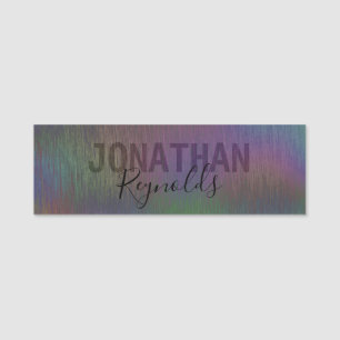 Porte-nom Nom Holographique moderne en métal Monogramme