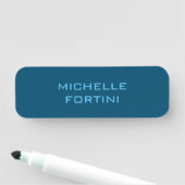 Porte-nom Nom lisible moderne Plain Ocean & Sky Blue (En situation)