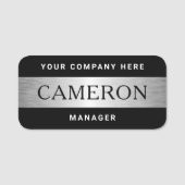 Porte-nom Nom nom société nom moderne noir argent (Devant)