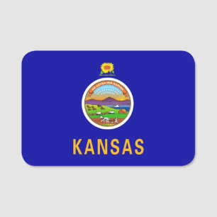 Porte-nom Nom patriotique avec drapeau du Kansas, USA