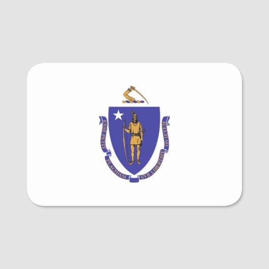 Porte-nom Nom patriotique avec drapeau du Massachusetts (Devant)