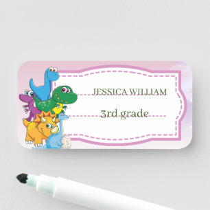Porte-nom Nom personnalisé Funny Dinosaur, feuille 3e année