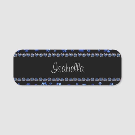 Porte-nom Nom personnalisé, pattes de chien de parties scint (Devant)