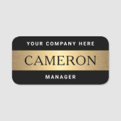 Porte-nom Nom, titre et nom de l'entreprise moderne noir dor (Devant)