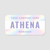 Porte-nom Nom, titre et société pastel arc-en-ciel violet (Devant)