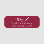 Porte-nom Notaire script stylo bourgogne magnétique (Devant)