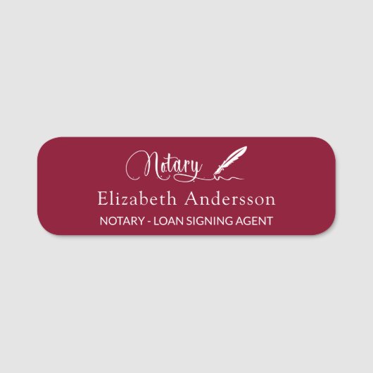Porte-nom Notaire script stylo bourgogne magnétique (Devant)