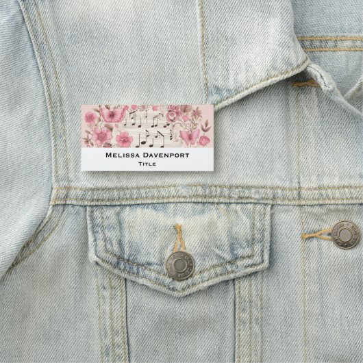 Porte-nom Notes de musique et Fleurs style rétro (En situation)