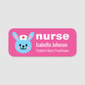 Porte-nom Nurse Custom Name Cute Rabbit Pink (Devant)