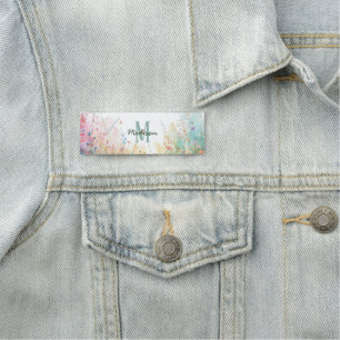 Porte-nom Oiseaux aquarelle printemps monogramme floral Fleu