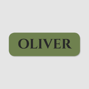 Porte-nom Olive Green et minimaliste Nom noir