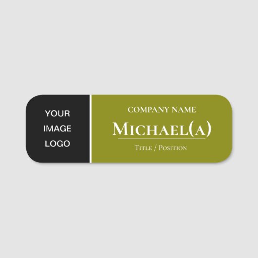 Porte-nom Olive moderne Vert foncé & Noir : Professional Chi (Devant)