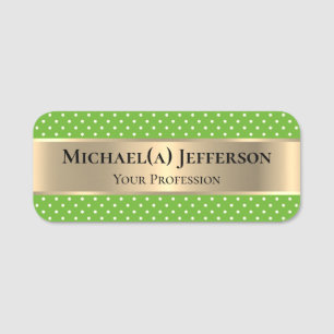 Porte-nom Or de luxe et élégant pomme brillant vert Polka po