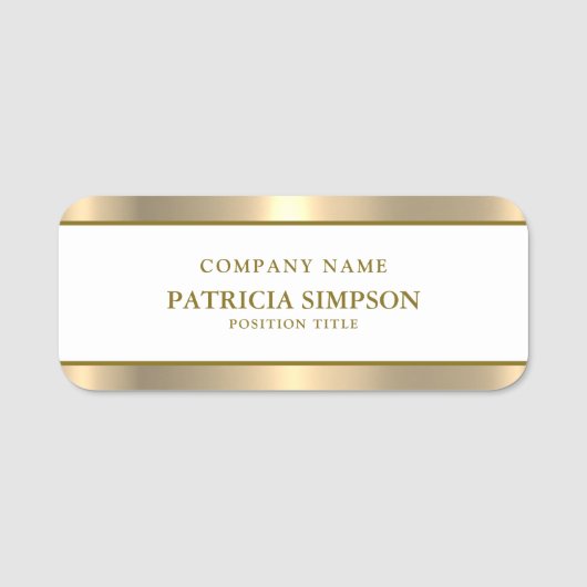 Porte-nom Or Et Blanc Métalliques De Luxe : Votre Style Uniq (Devant)