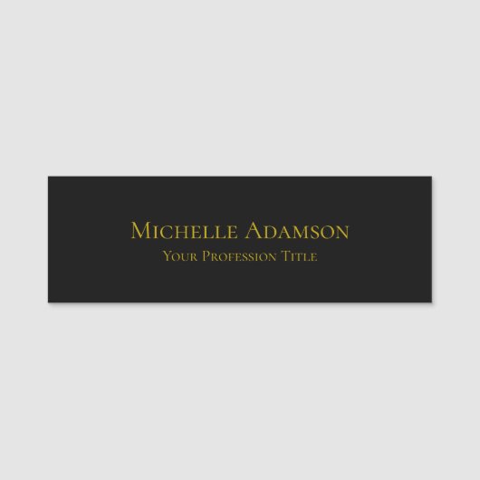 Porte-nom Or & Noir Couleur Professionnel Plain Moderne (Devant)