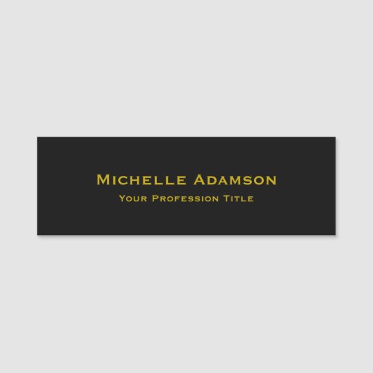 Porte-nom Or & Noir Couleur Professionnel Plain Moderne (Devant)
